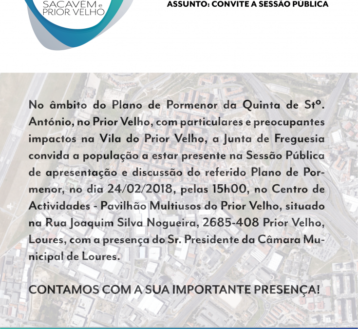 Convite a Sessão Pública – Plano Pormenor da Quinta Stº António