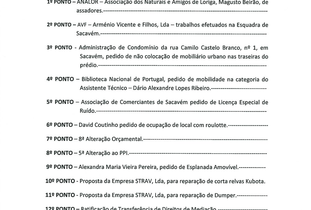 3.ª Reunião Ordinária de Executivo – 8 novembro