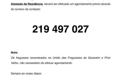 INFORMAÇÃO | ATESTADOS DE RESIDÊNCIA | AGENDAMENTO