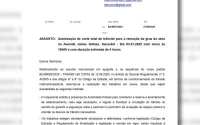 ‼️NOVA INFORMAÇÃO‼️| CÂMARA MUNICIPAL DE LOURES | CORTE DE TRÂNSITO | AV. JAMES GILMAN | SACAVÉM | 10 DE JULHO | A PARTIR DAS 9H00