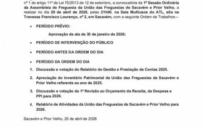 678398495 1390332469797598 4913167778639993445 n EDITAL Nº3 | 3.ª SESSÃO ORDINÁRIA DA ASSEMBLEIA DE FREGUESIA DA UNIÃO DAS FREGUESIAS DE SACAVÉM E PRIOR VELHO | 30 DE SETEMBRO DE 2026 | 21H00 | SALA MULTIUSOS DO ATL | SACAVÉM