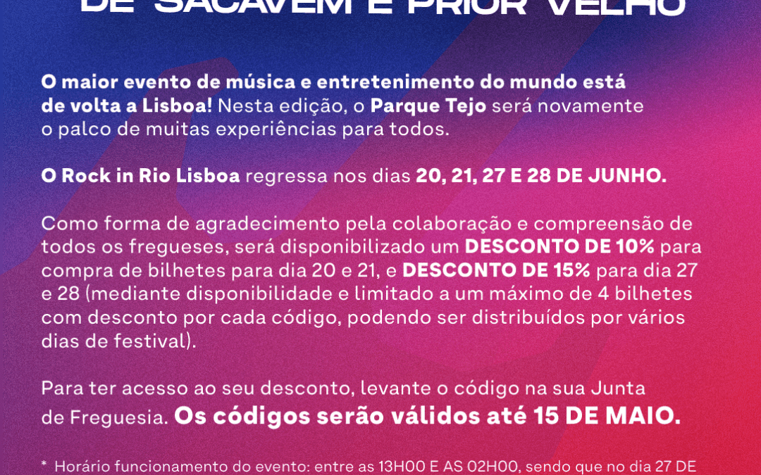 DIVULGAÇÃO | ROCK IN RIO LISBOA 2026 | AQUISIÇÃO DE BILHETES COM DESCONTO