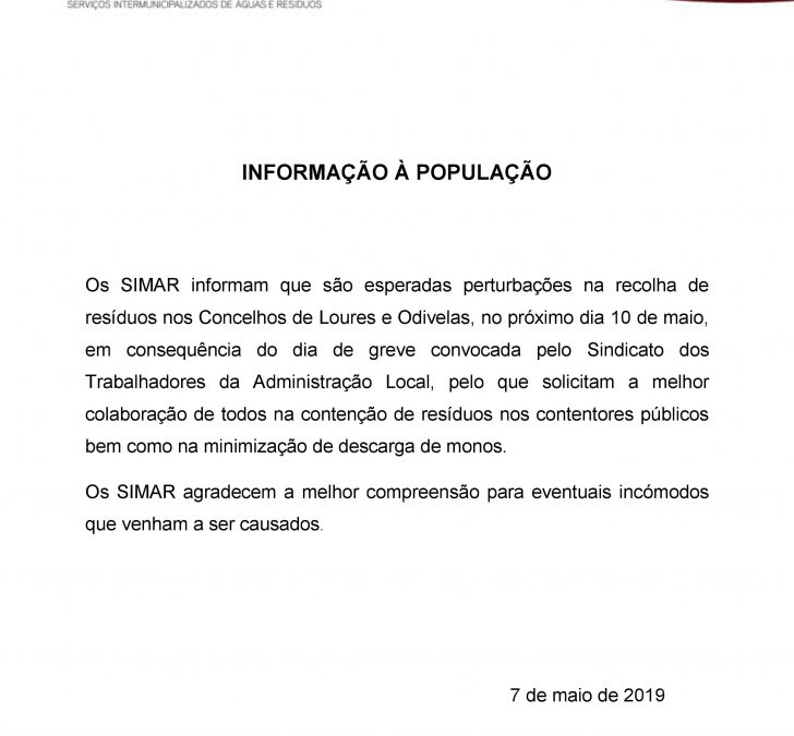 INFORMAÇÃO | SIMAR – 10 maio 2019