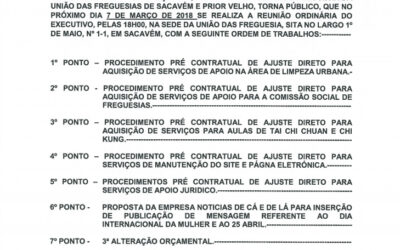 Reunião Ordinária do Executivo – 7 março 2018