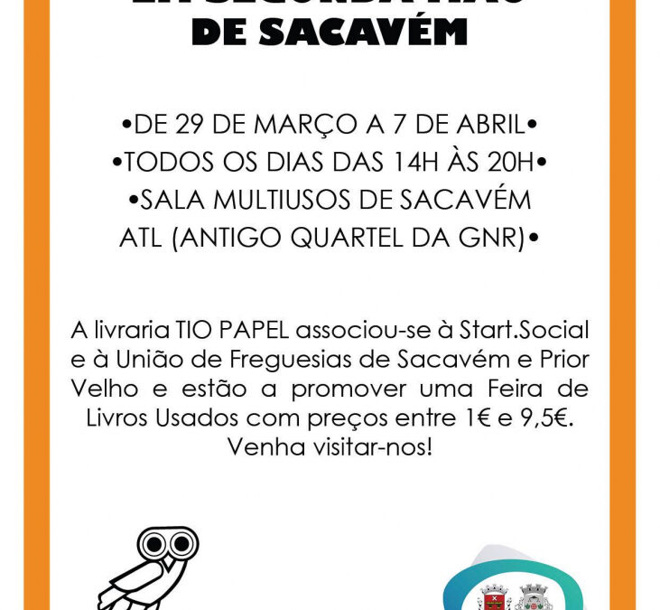 1ª FEIRA DO LIVRO EM SEGUNDA MÃO – 29 março a 7 abril 2019