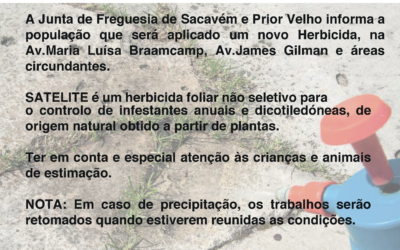 COMUNICADO | APLICAÇÃO DE HERBICIDA – 13 DE OUTUBRO