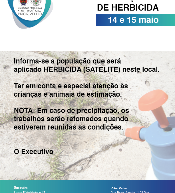 Aplicação de Herbicida – 14 e 15 maio