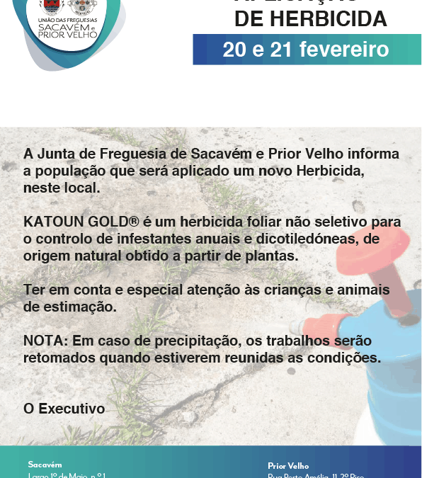 Aplicação de Herbicida KATOUN GOLD – 20 e 21 fevereiro 2019