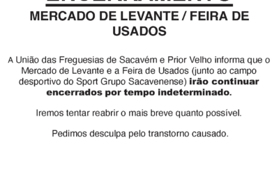 COMUNICADO | ENCERRAMENTO POR TEMPO INDETERMINADO | MERCADO DE LEVANTE/FEIRA DE USADOS