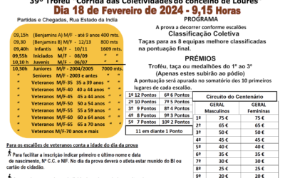 XXXVI MILHA URBANA DA CIDADE DE SACAVÉM | 18 DE FEVEREIRO 2024 | INSCRIÇÕES