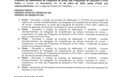 EDITAL Nº 19 – 2ª Sessão Ordinária da Assembleia de Freguesia da União das Freguesias de Sacavém e Prior Velho – 14 julho 2020