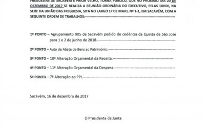 9ª Reunião Ordinária do Executivo – 20 Dezembro