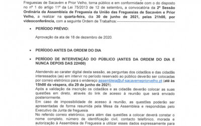 EDITAL Nº 24 – 2ª Sessão Ordinária da Assembleia de Freguesia da União das Freguesias de Sacavém e Prior Velho – 30 junho 2021