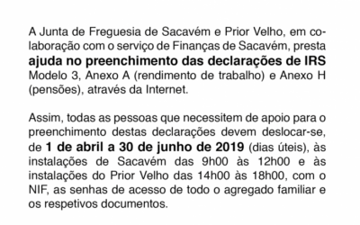 SERVIÇO DE IRS – de 1 de abril a 30 de junho de 2019 (dias úteis)