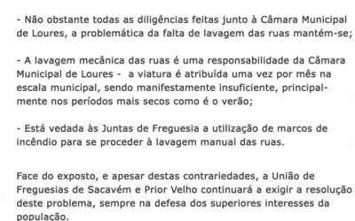 Falta de Lavagem das Ruas da Freguesia