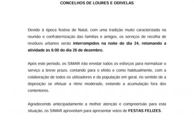 SIMAR – Interrupção na Recolha de Resíduos Urbanos