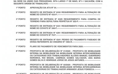 EDITAL Nº 1 – Reunião Ordinária do Executivo – 8 janeiro 2020