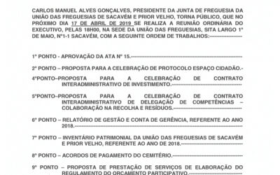 EDITAL Nº 16 – Reunião Ordinária do Executivo – 17 abril 2019