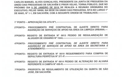 EDITAL Nº 2 – Reunião Ordinária do Executivo – 09 janeiro 2019