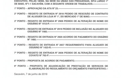 EDITAL Nº 24 – Reunião Ordinária do Executivo – 12 junho 2019