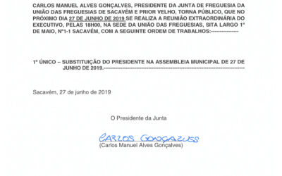 EDITAL Nº 28 – Reunião Extraordinária do Executivo – 27 junho 2019