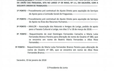 Reunião Ordinária do Executivo – 24 Janeiro 2018