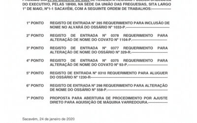 EDITAL Nº 4 – Reunião Ordinária do Executivo – 29 janeiro 2020