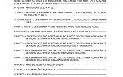 EDITAL Nº 53 – Reunião Ordinária do Executivo – 18 dezembro 2019