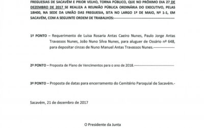 Reunião Pública Ordinária do Executivo – 27 Dezembro