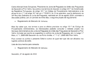 EDITAL | PROPOSTA DE REGULAMENTO DO MERCADO DE VELHARIAS