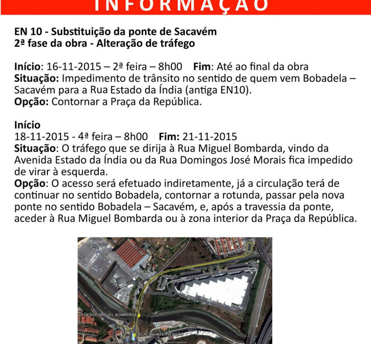 Informação – Obras da ponte de Sacavém