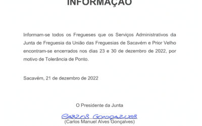 COMUNICADO | TOLERÂNCIA DE PONTO